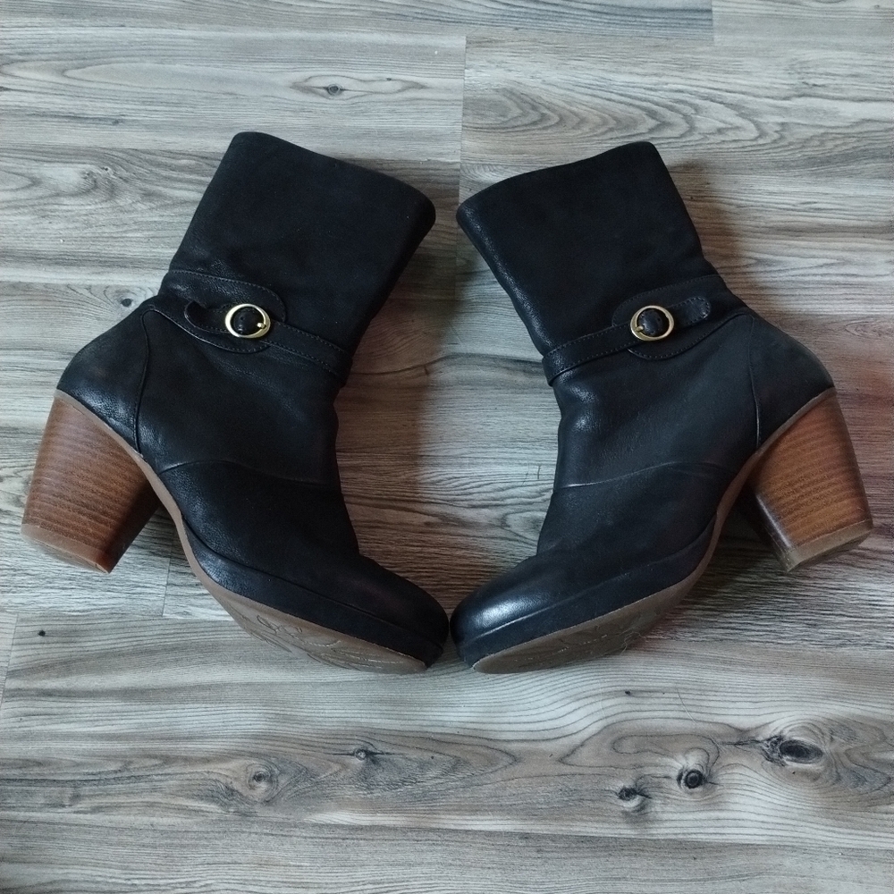 DANSKO Marietta Black Burnished Nubuck Leather Boots Size 37 US 7